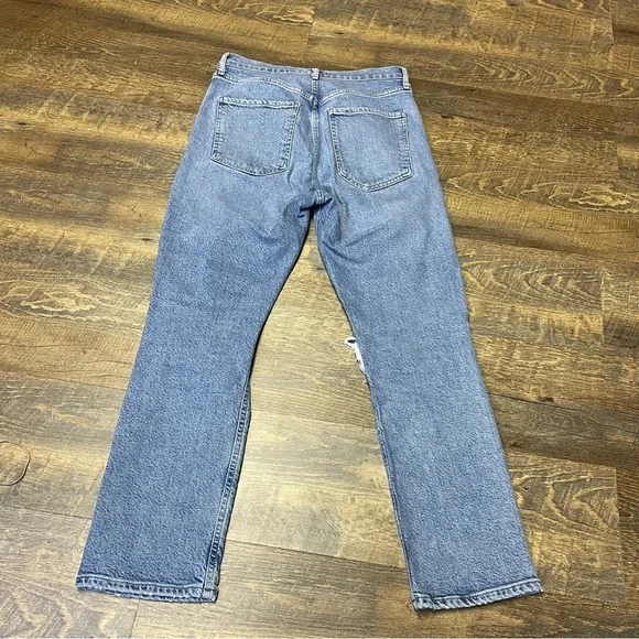 Agolde Riley Jeans Straight Crop High Rise Button Fly Womens 27 Distressed - Picture 6 of 11